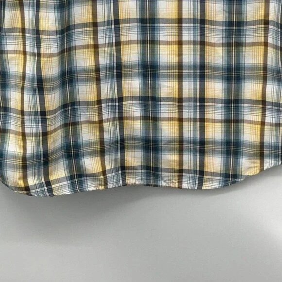 Marmot Plaid Short Sleeve Button Up Shirt Men’s L Yellow‎ Blue - Picture 10 of 10